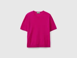 Short sleeve sweater in pure Merino wool