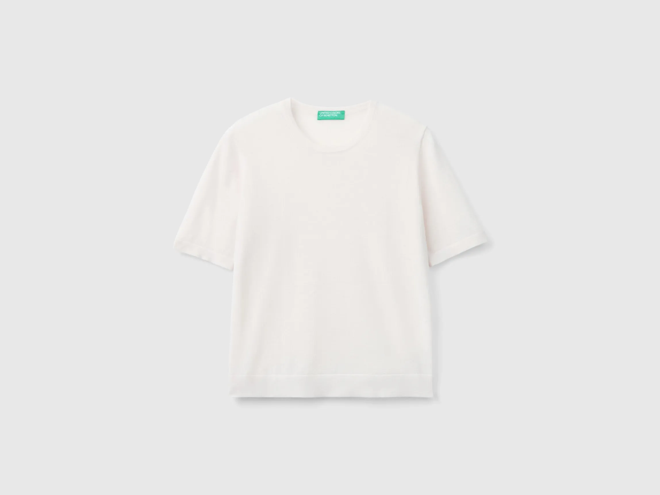 Short sleeve sweater in pure Merino wool