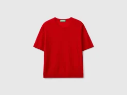 Short sleeve sweater in pure Merino wool