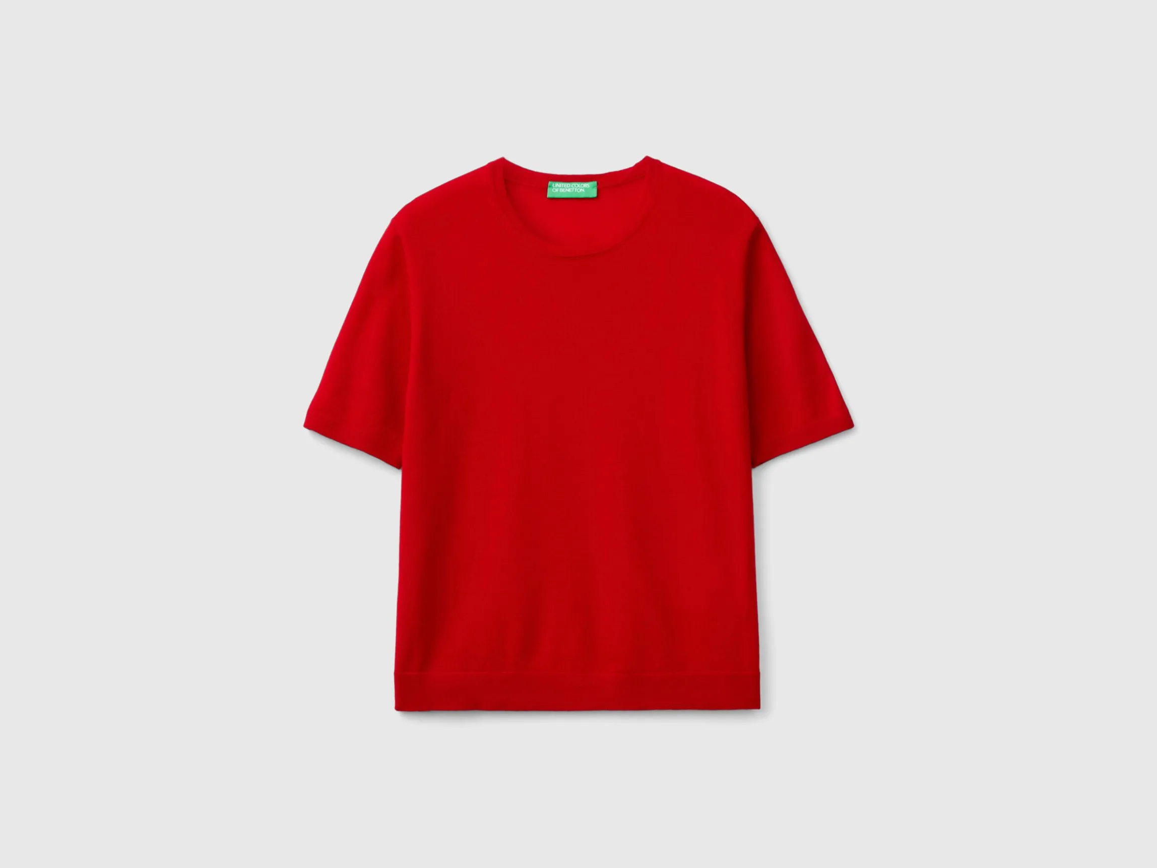 Short sleeve sweater in pure Merino wool