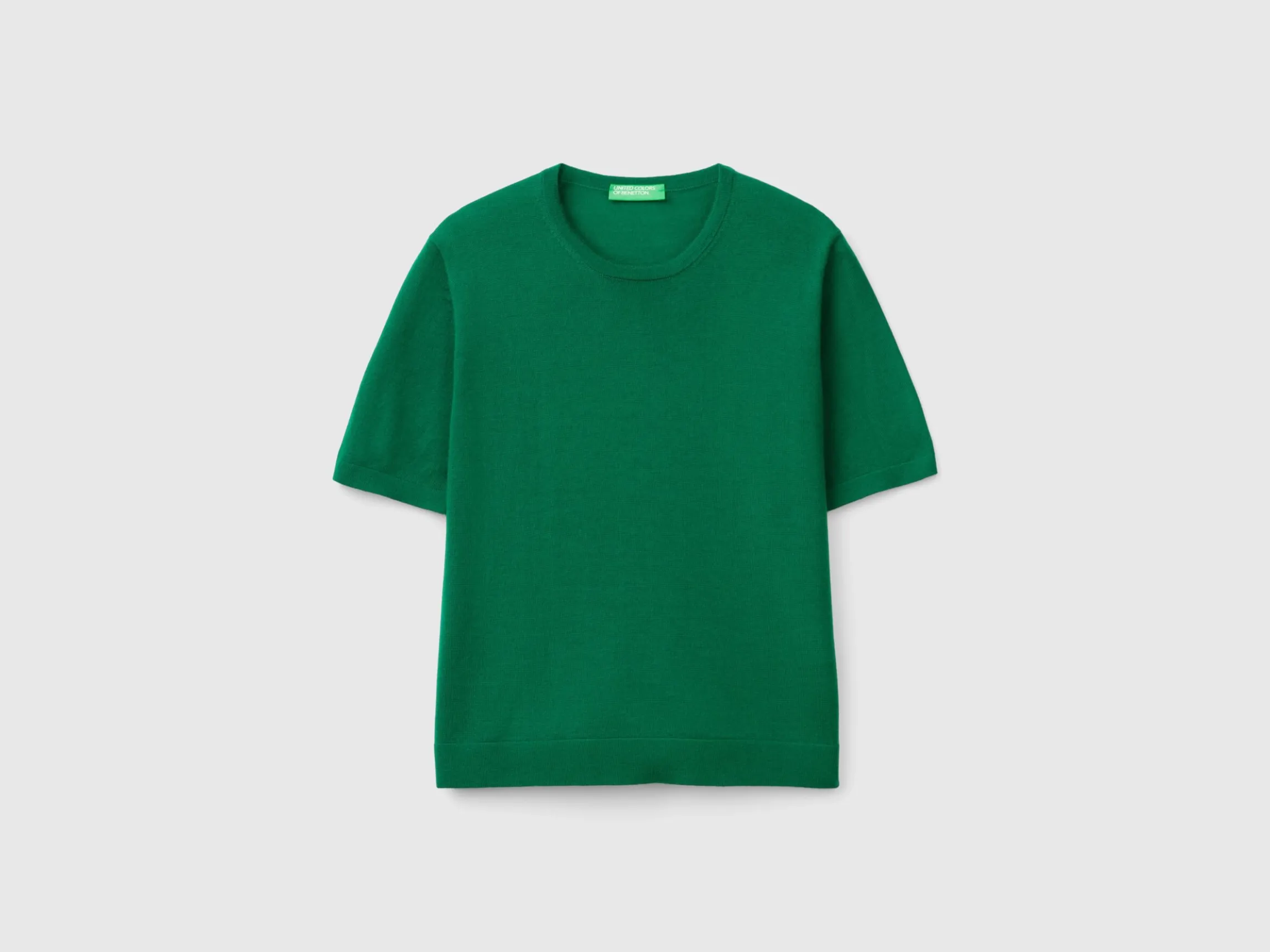 Short sleeve sweater in pure Merino wool