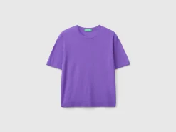Short sleeve sweater in pure Merino wool