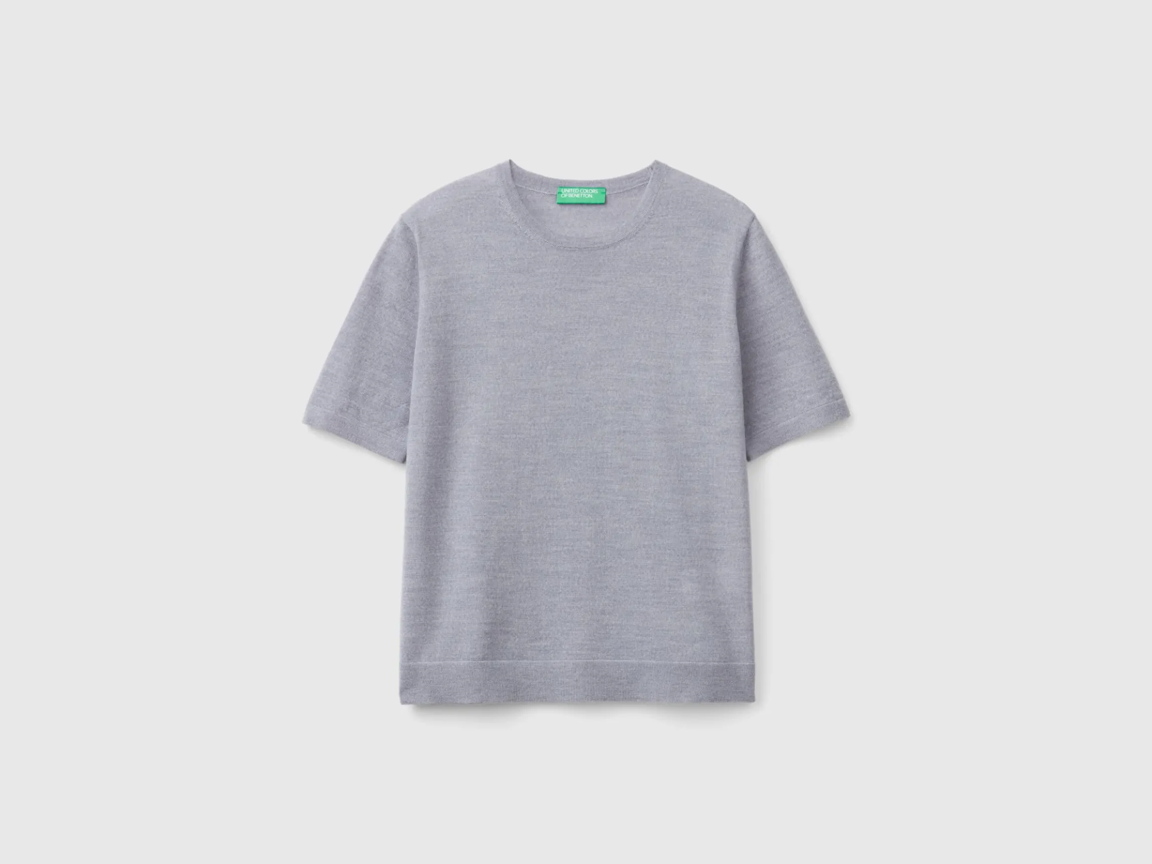 Short sleeve sweater in pure Merino wool