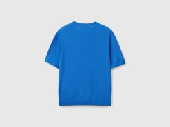 Short sleeve sweater in pure Merino wool