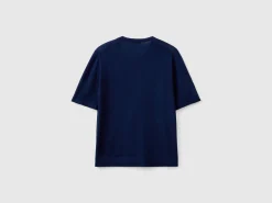 Short sleeve sweater in pure Merino wool
