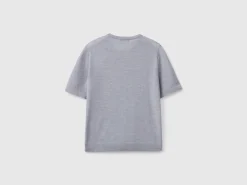 Short sleeve sweater in pure Merino wool