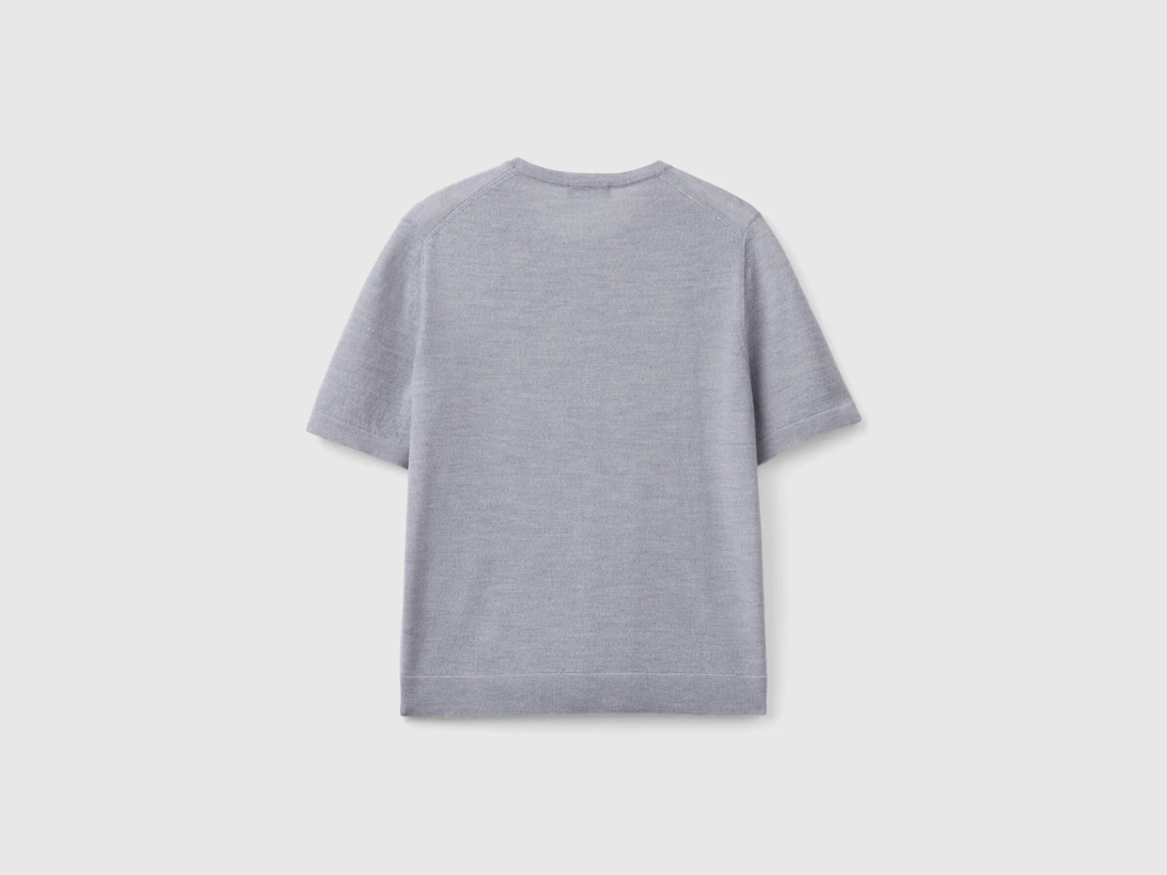 Short sleeve sweater in pure Merino wool