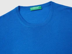 Short sleeve sweater in pure Merino wool