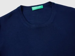 Short sleeve sweater in pure Merino wool