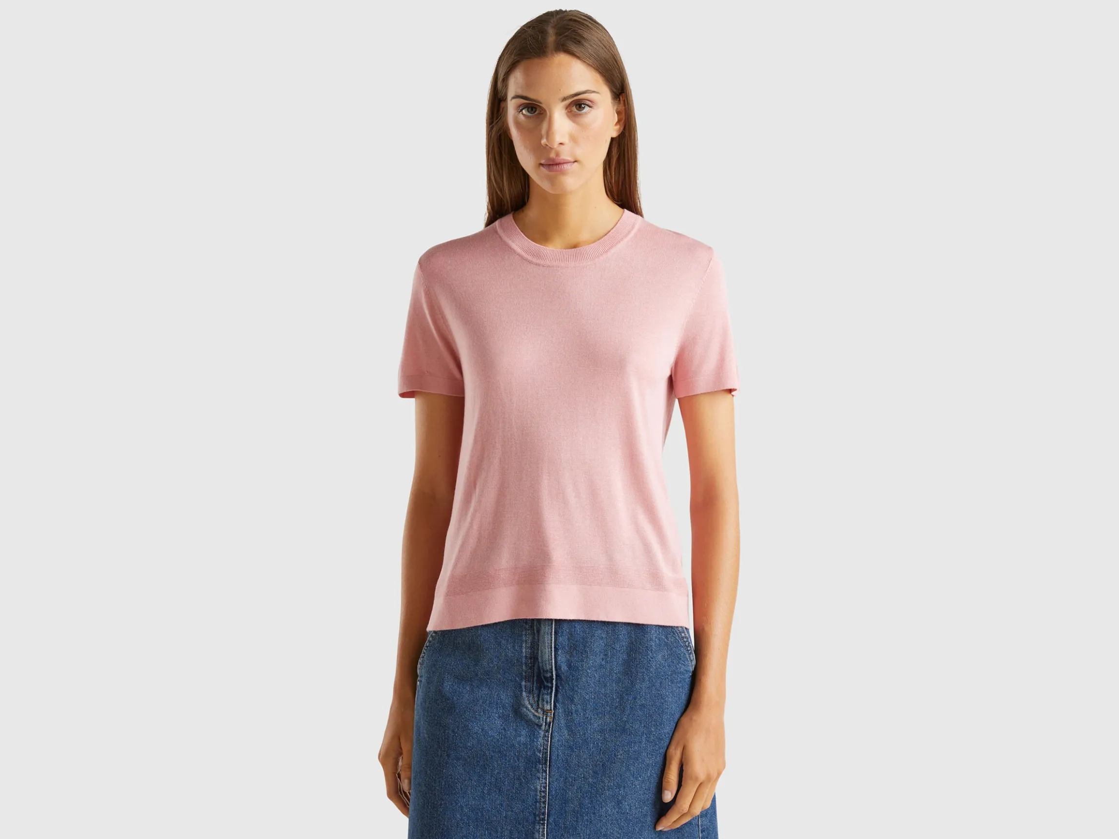 Short sleeve sweater in silk blend