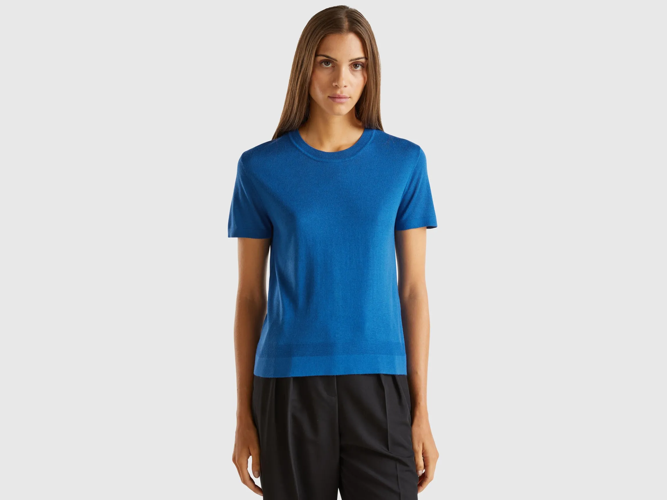 Short sleeve sweater in silk blend