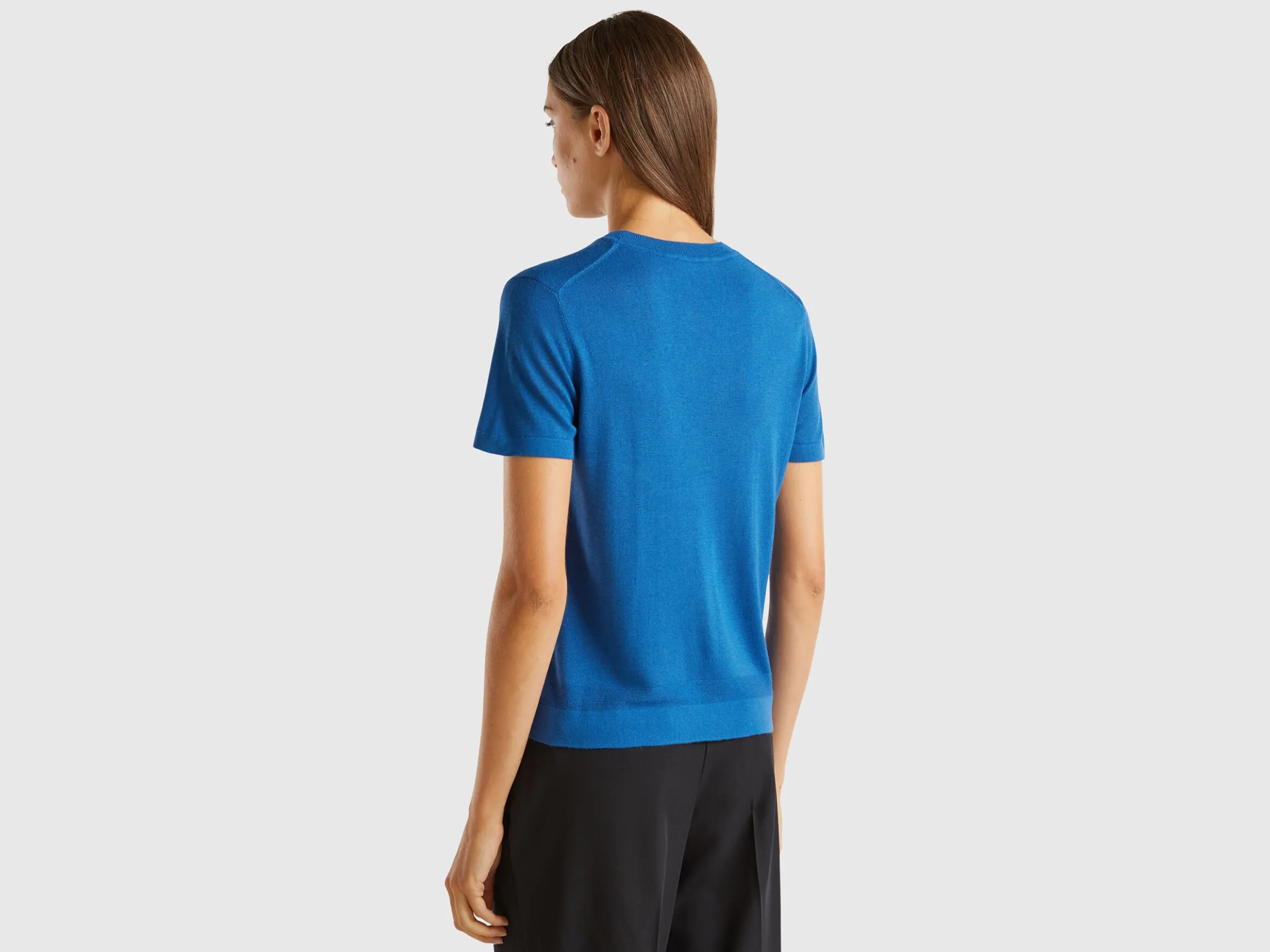Short sleeve sweater in silk blend