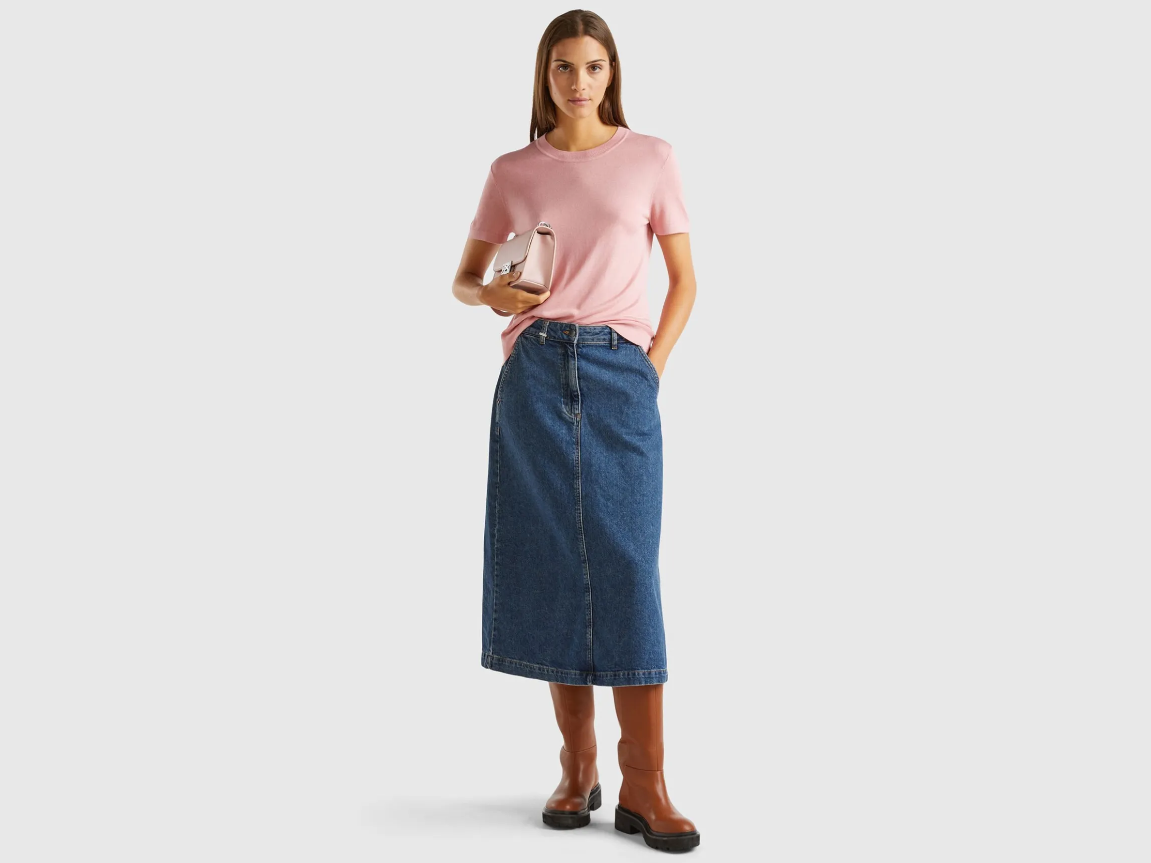 Short sleeve sweater in silk blend