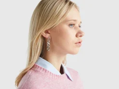 Silver chain pendant earrings