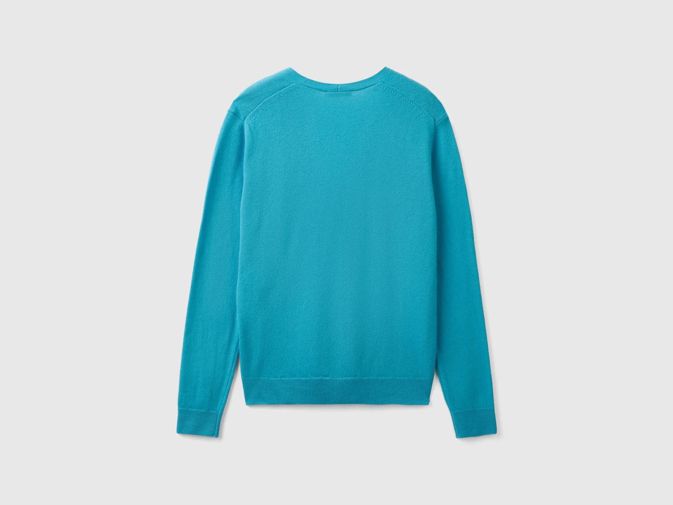 Sky blue V-neck cardigan in pure Merino wool
