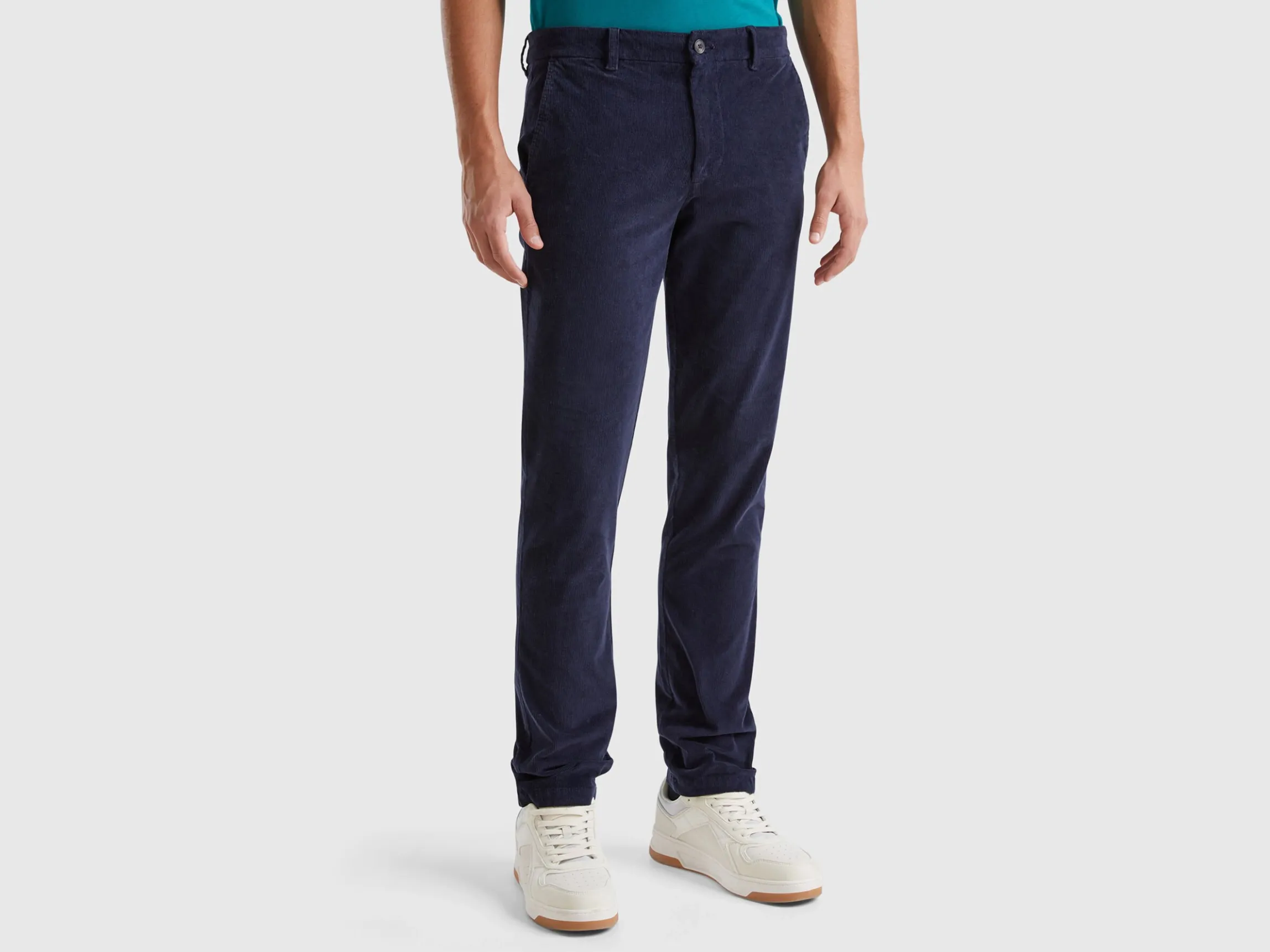 Slim fit stretch velvet trousers