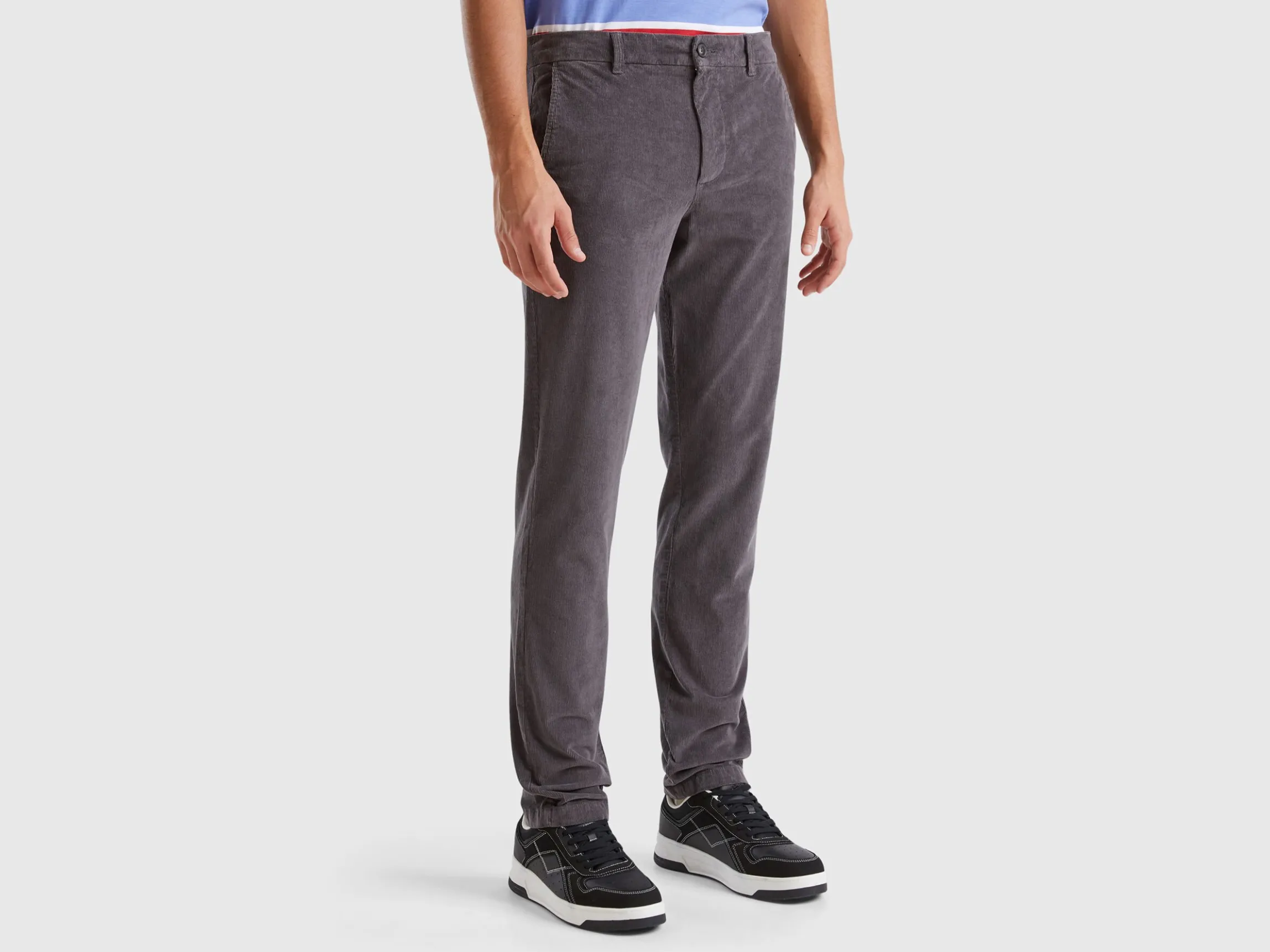Slim fit stretch velvet trousers