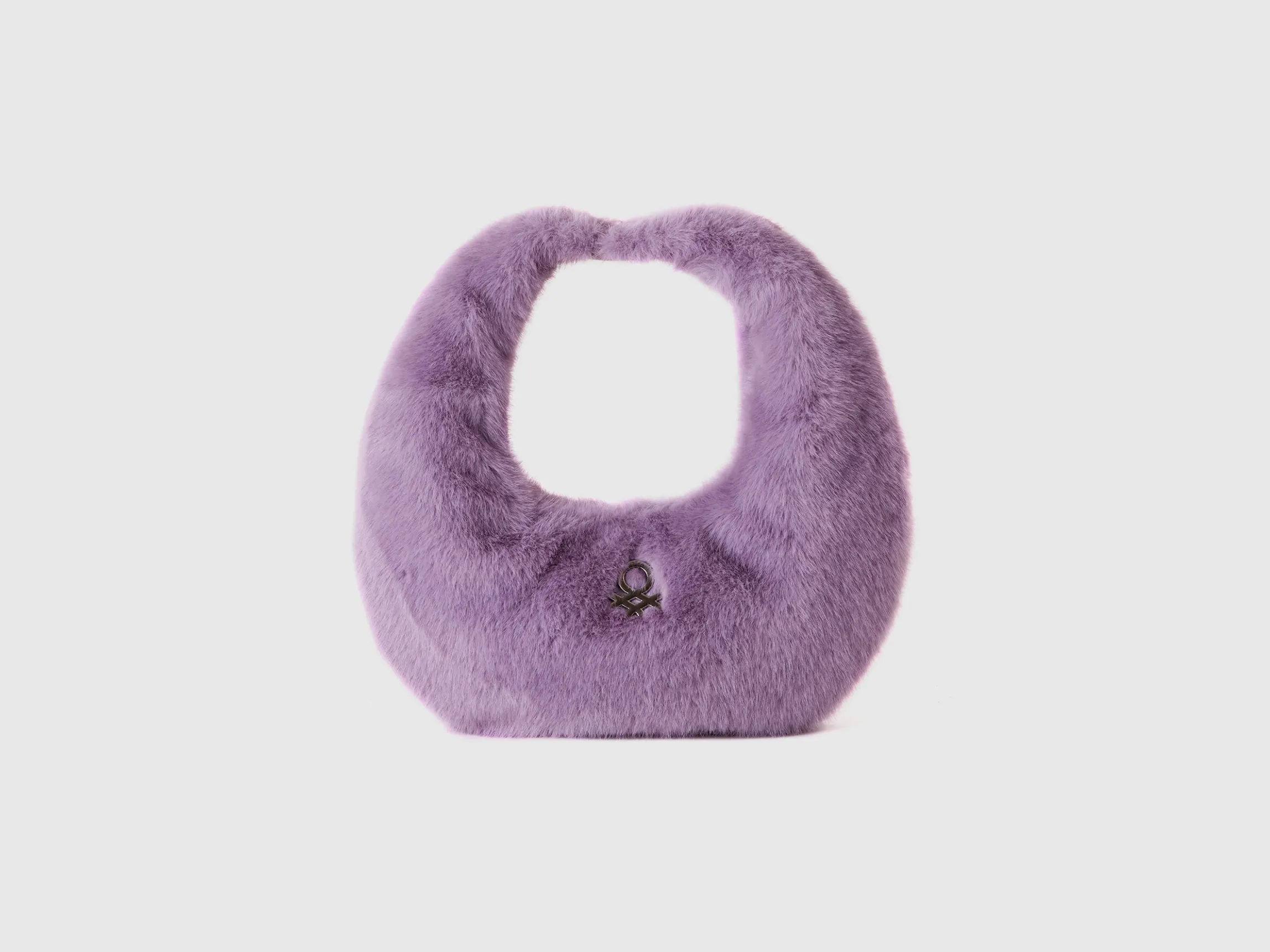 Small crescent moon bag in faux fur