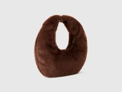 Small crescent moon bag in faux fur
