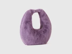 Small crescent moon bag in faux fur