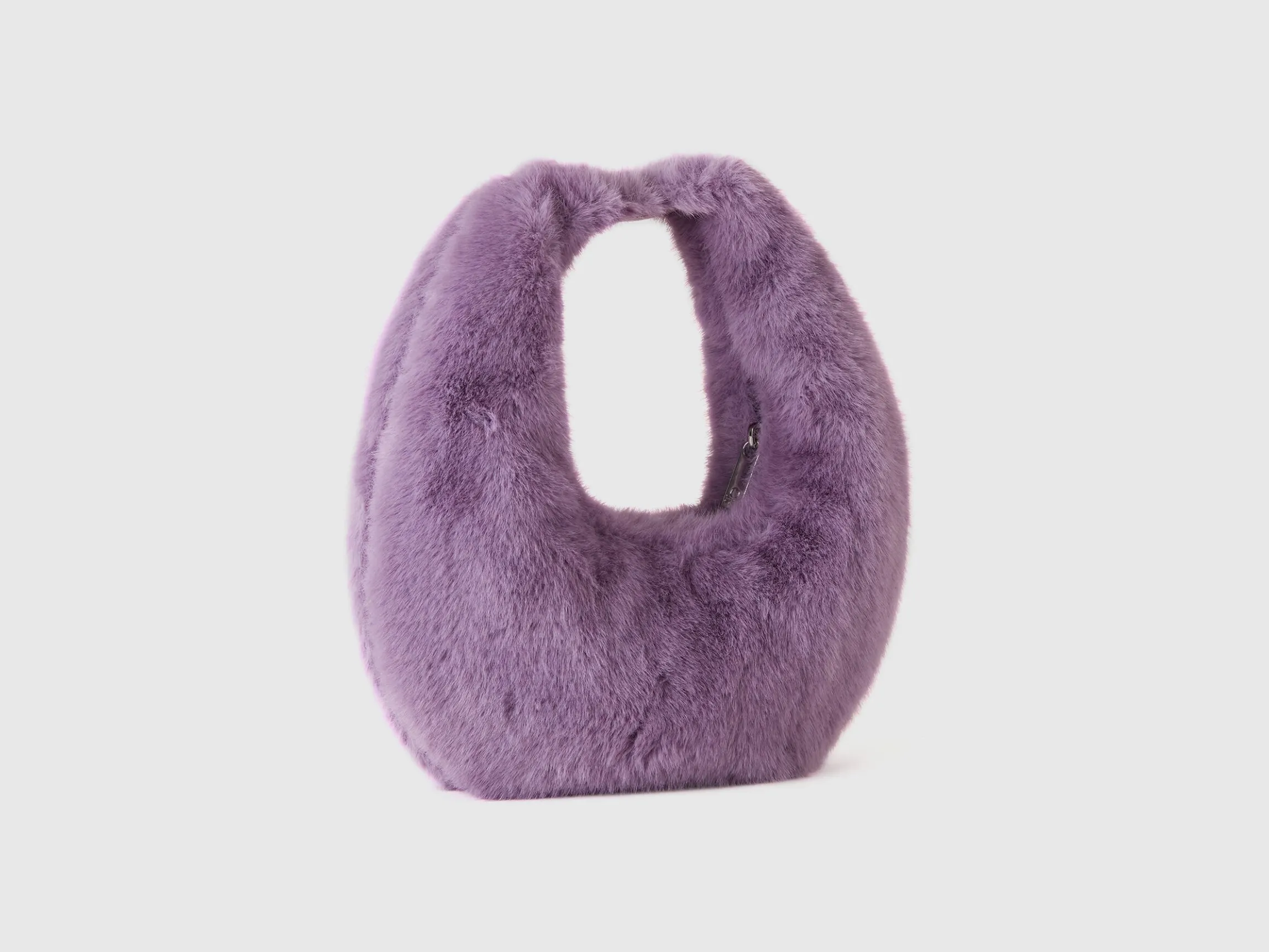 Small crescent moon bag in faux fur