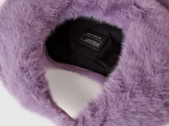 Small crescent moon bag in faux fur