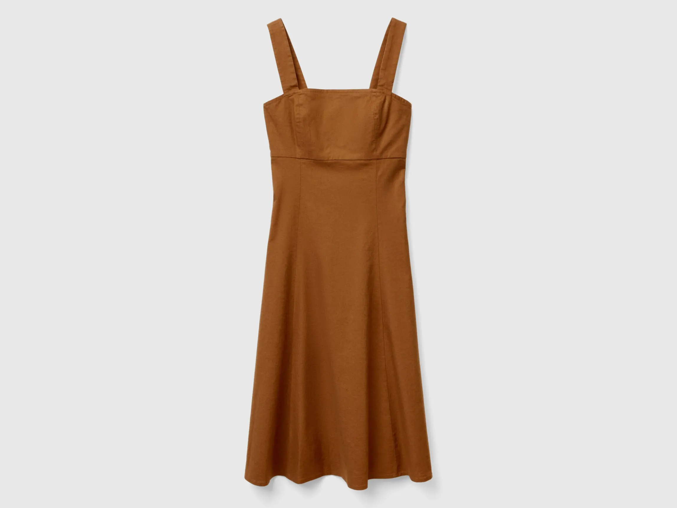Square-neck dress in linen blend