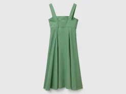 Square-neck dress in linen blend
