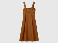 Square-neck dress in linen blend