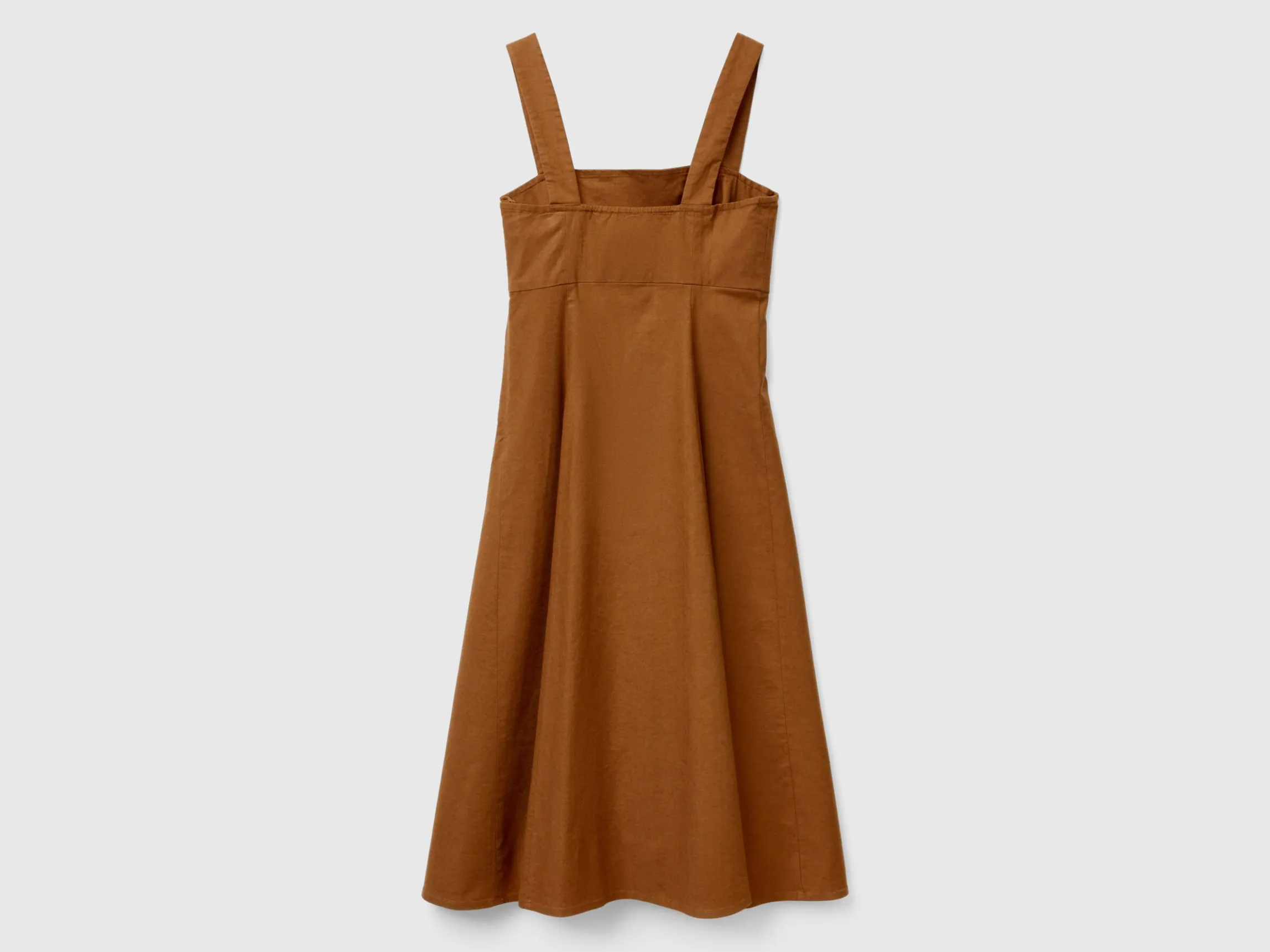 Square-neck dress in linen blend