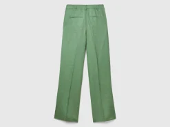 Straight leg trousers in pure linen