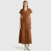 Stretch cotton and linen blend dress