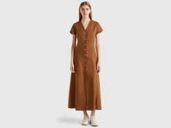 Stretch cotton and linen blend dress