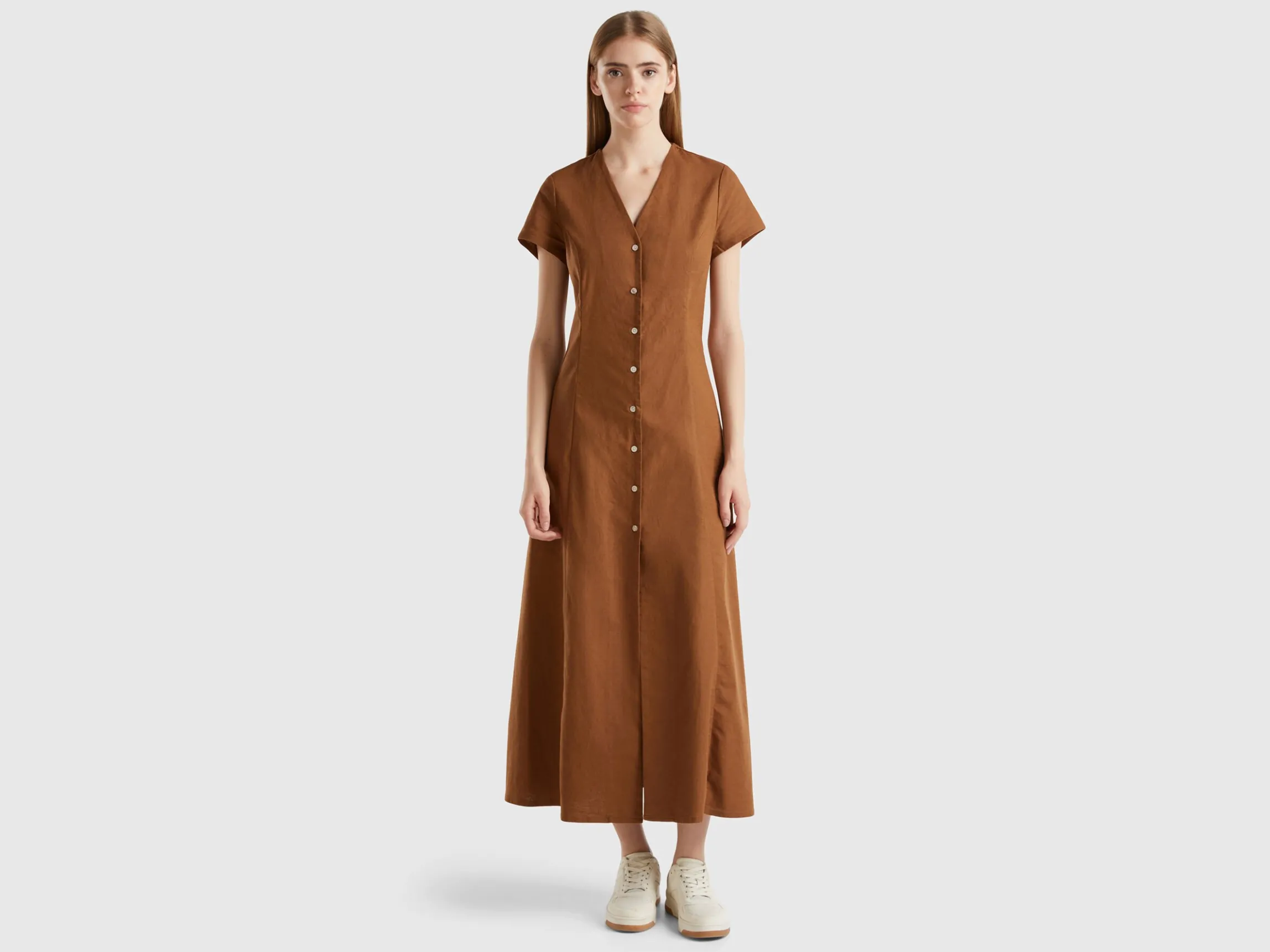 Stretch cotton and linen blend dress