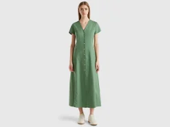 Stretch cotton and linen blend dress
