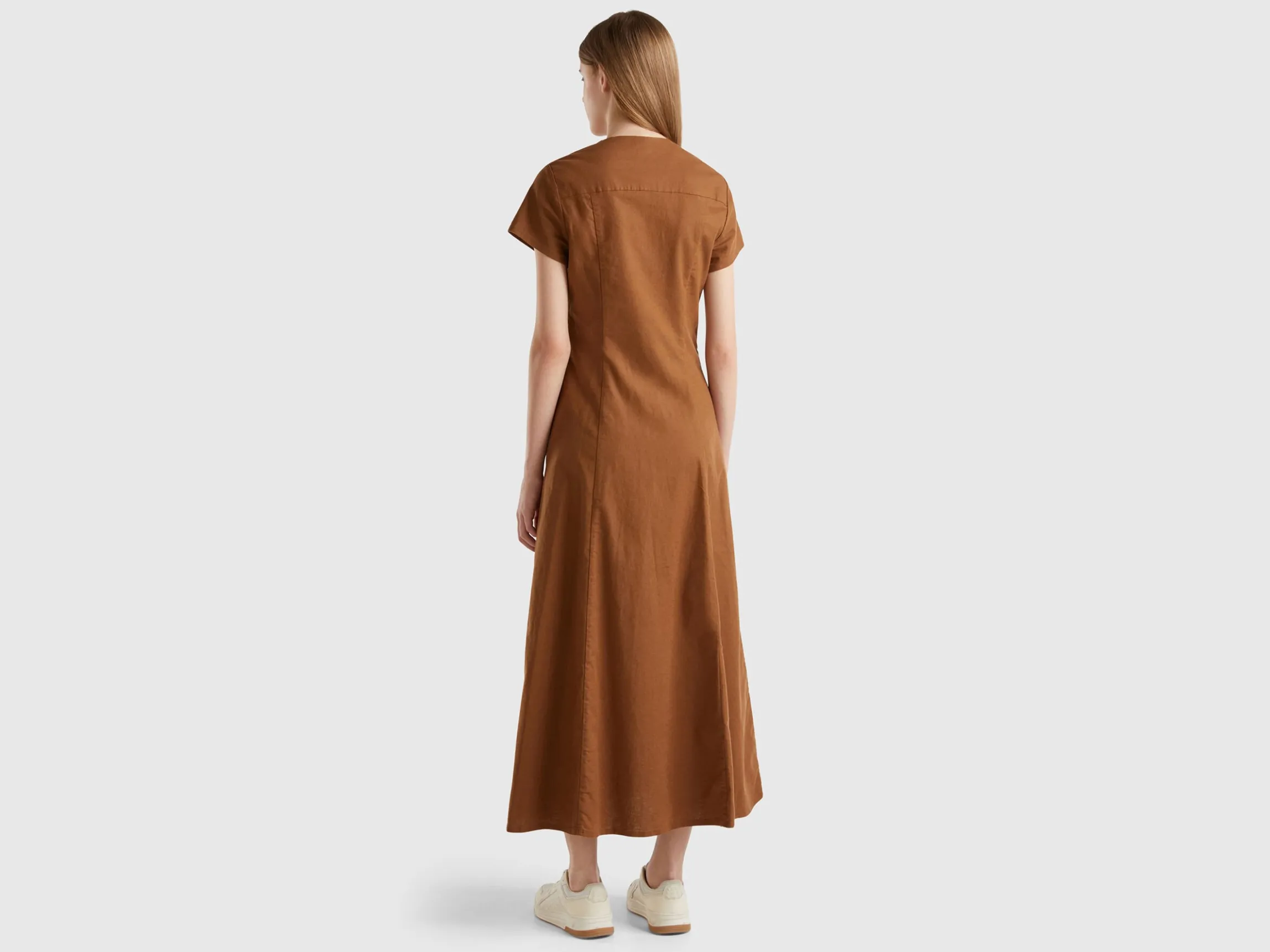Stretch cotton and linen blend dress