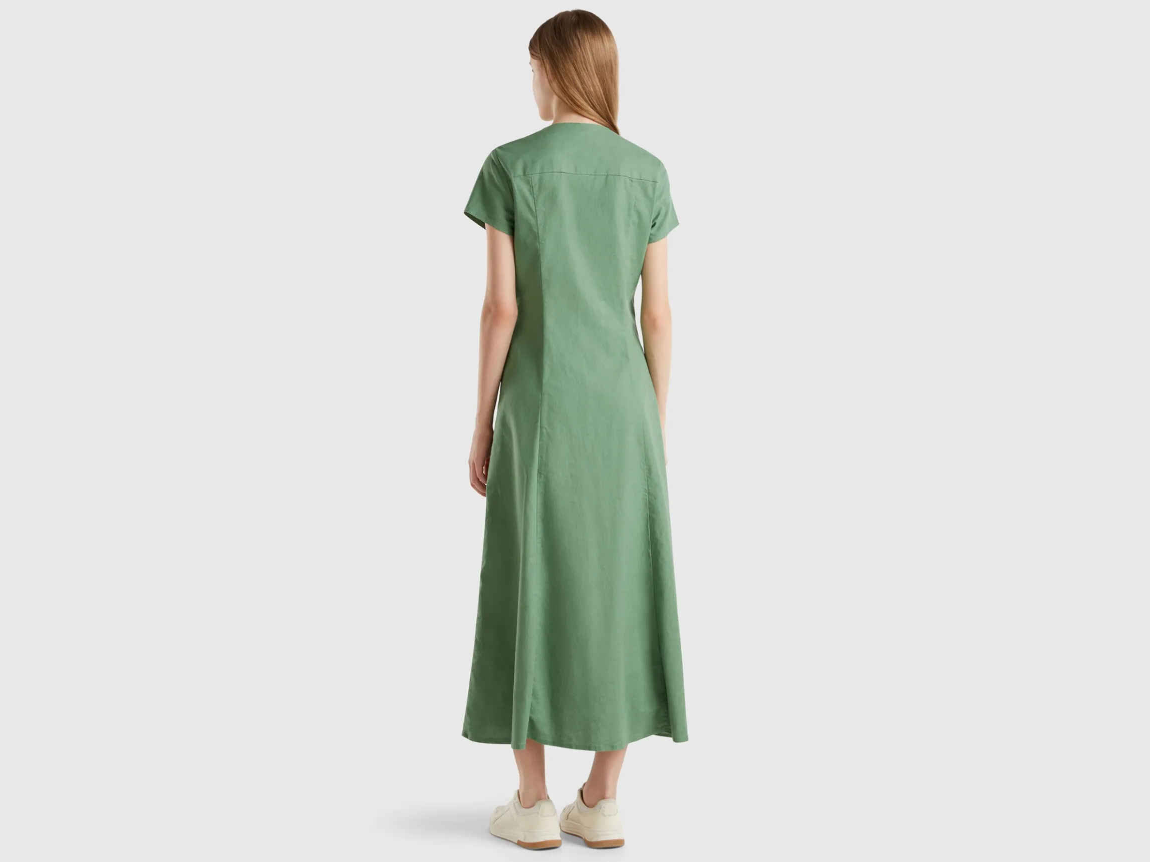 Stretch cotton and linen blend dress