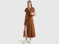 Stretch cotton and linen blend dress