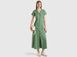 Stretch cotton and linen blend dress