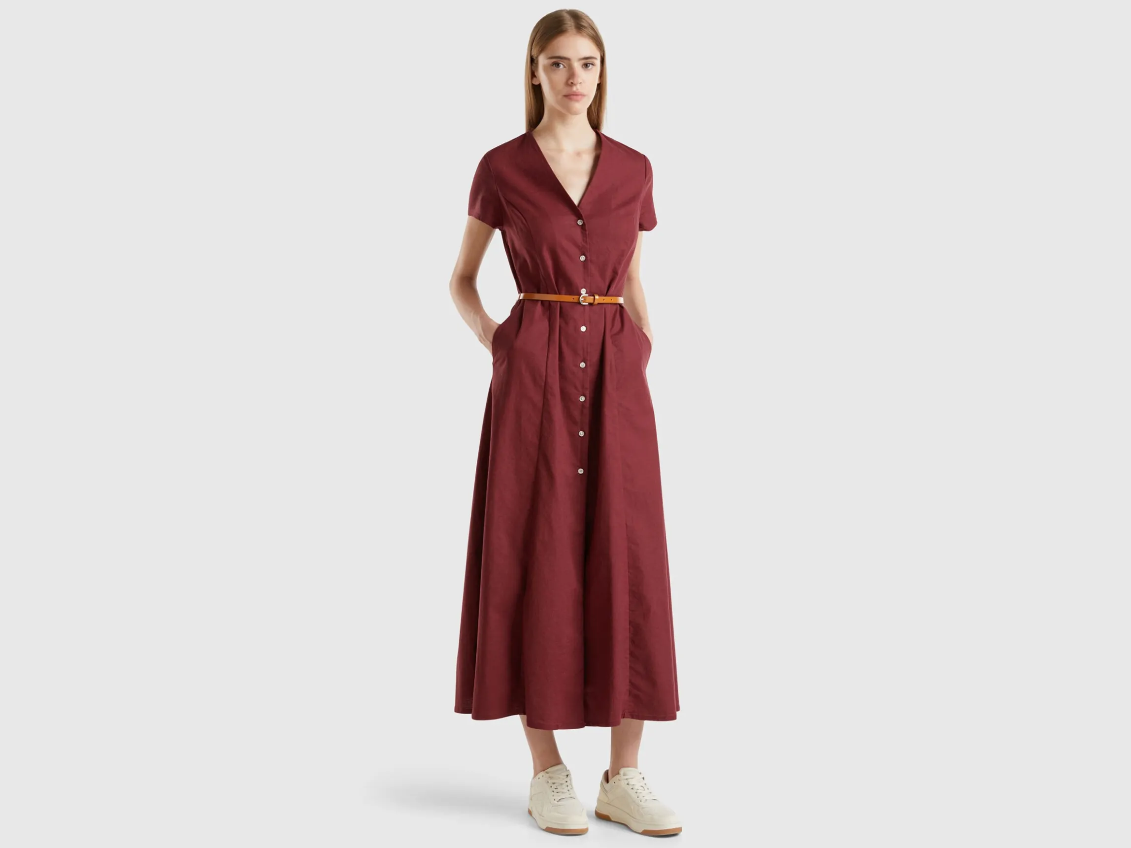 Stretch cotton and linen blend dress