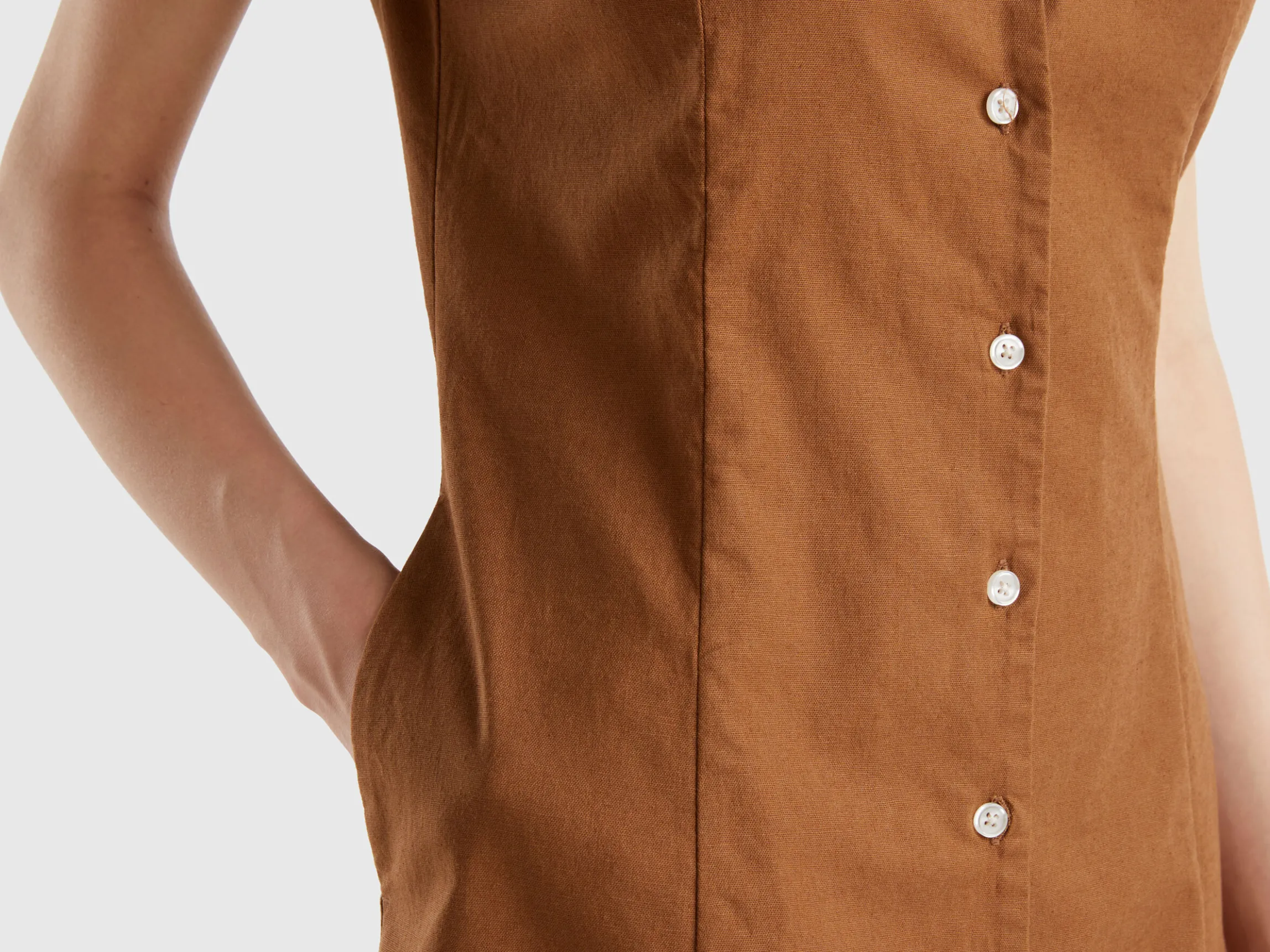 Stretch cotton and linen blend dress