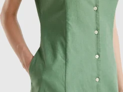 Stretch cotton and linen blend dress