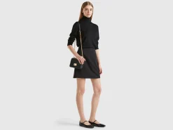 Stretch cotton blend mini skirt