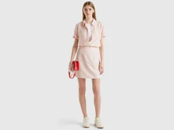 Stretch cotton blend mini skirt