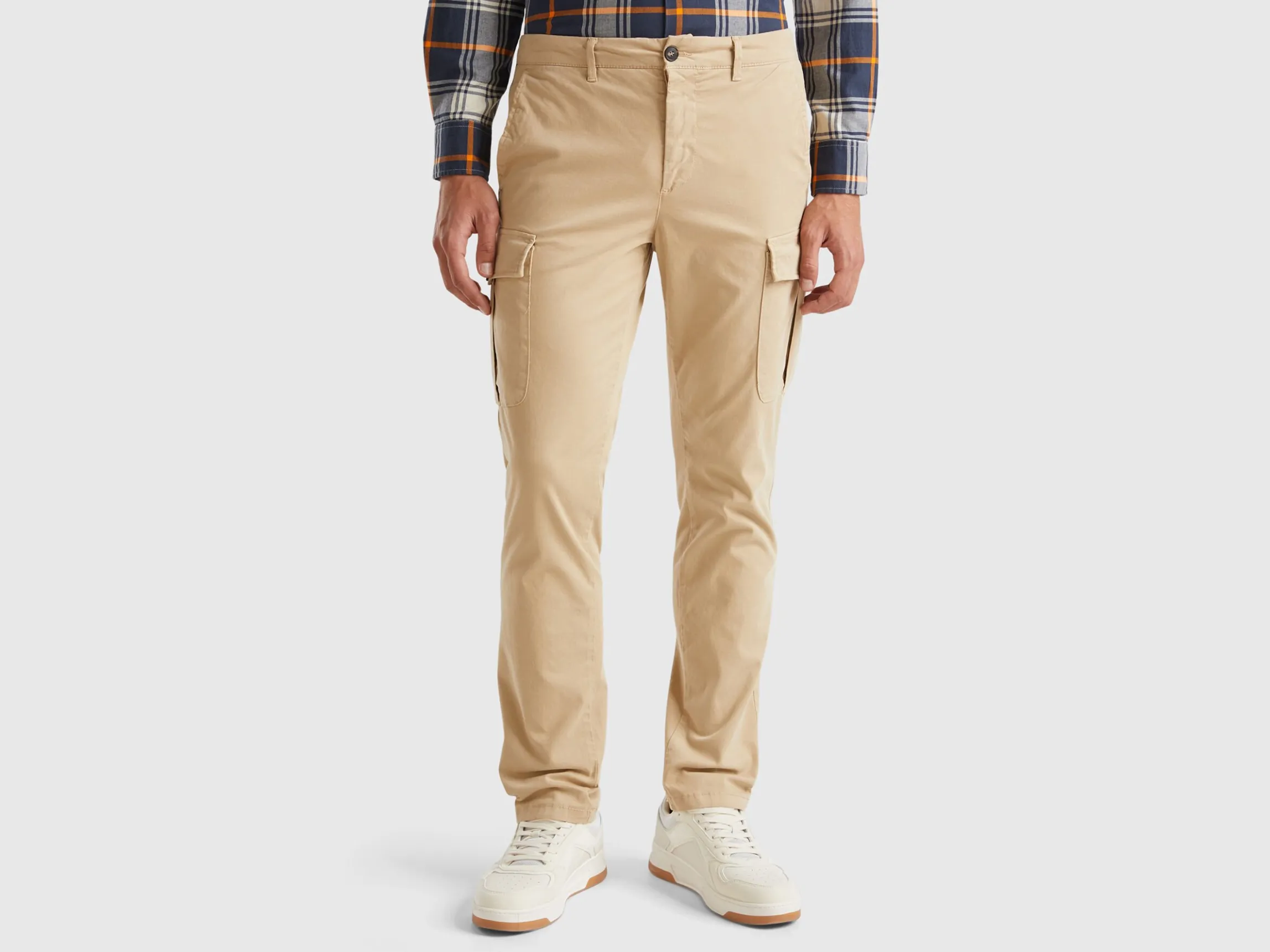Stretch cotton cargo trousers