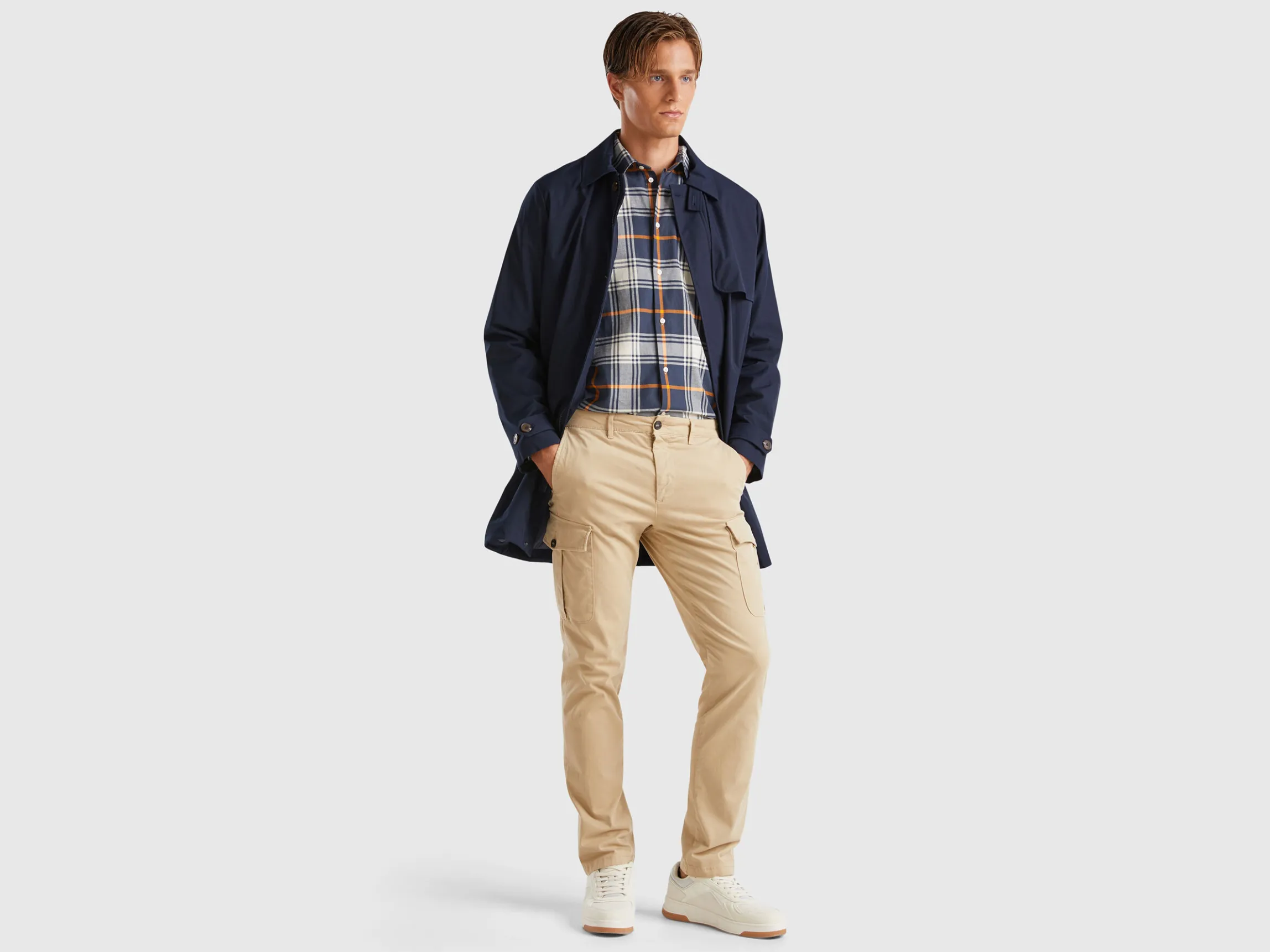 Stretch cotton cargo trousers