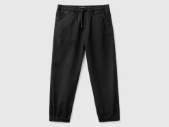 Stretch cotton joggers with drawstring