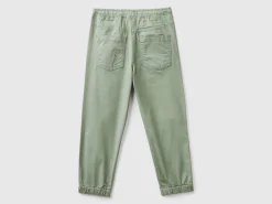 Stretch cotton joggers with drawstring
