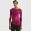 Striped 3/4 sleeve t-shirt in pure cotton