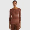 Striped 3/4 sleeve t-shirt in pure cotton